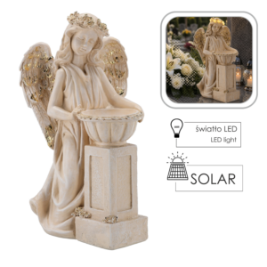 FIGURA ANIOŁ Z MISĄ I WIANKIEM LED 23,5 x 27 x 46 CM *1727