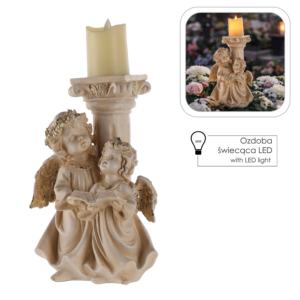 FIGURA ANIOŁKI ZE ŚWIECĄ LED 16 x 14,5 x 31 CM *1789