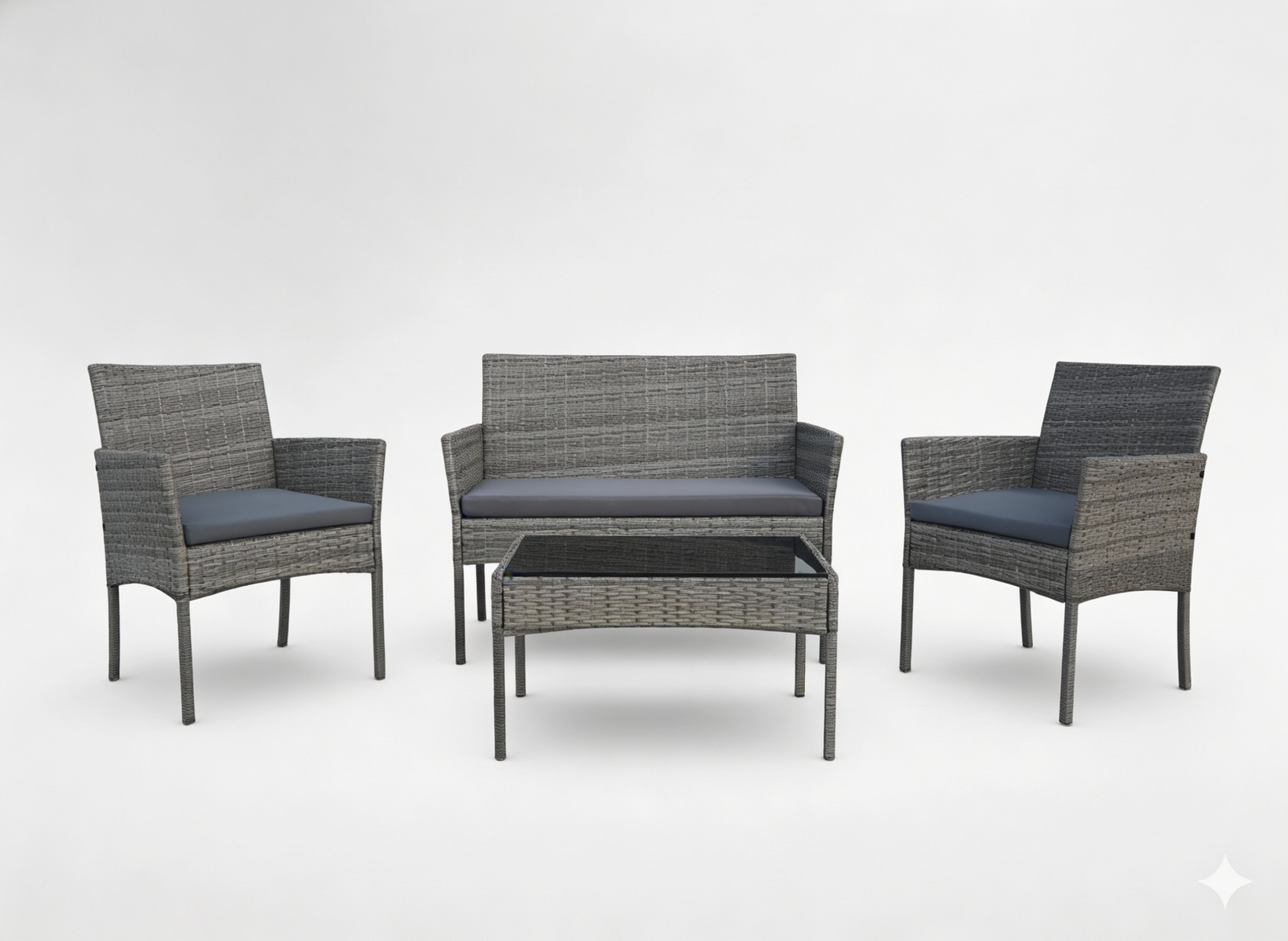 ZESTAW MEBLI RATTANOWYCH (SOFA, 2 FOTELE, ŁAWA) SZARY - obrazek 2