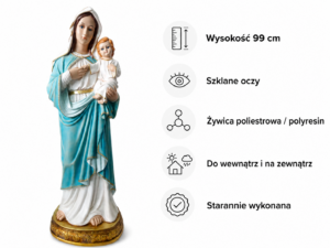MARYJA Z DZIECIĄTKIEM JEZUS 99 CM SZKLANE OCZY *4503