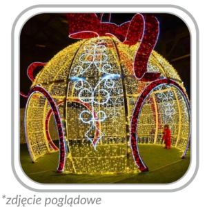 DEKORACJA ŚWIĄTECZNA 3D - BOMBKA Z KOKARDĄ LED 3,5 M *6199