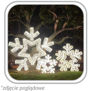 DEKORACJA ŚWIĄTECZNA 3D - 3 ŚNIEŻYNKI LED 2 / 1,2 / 0,8 M *6243