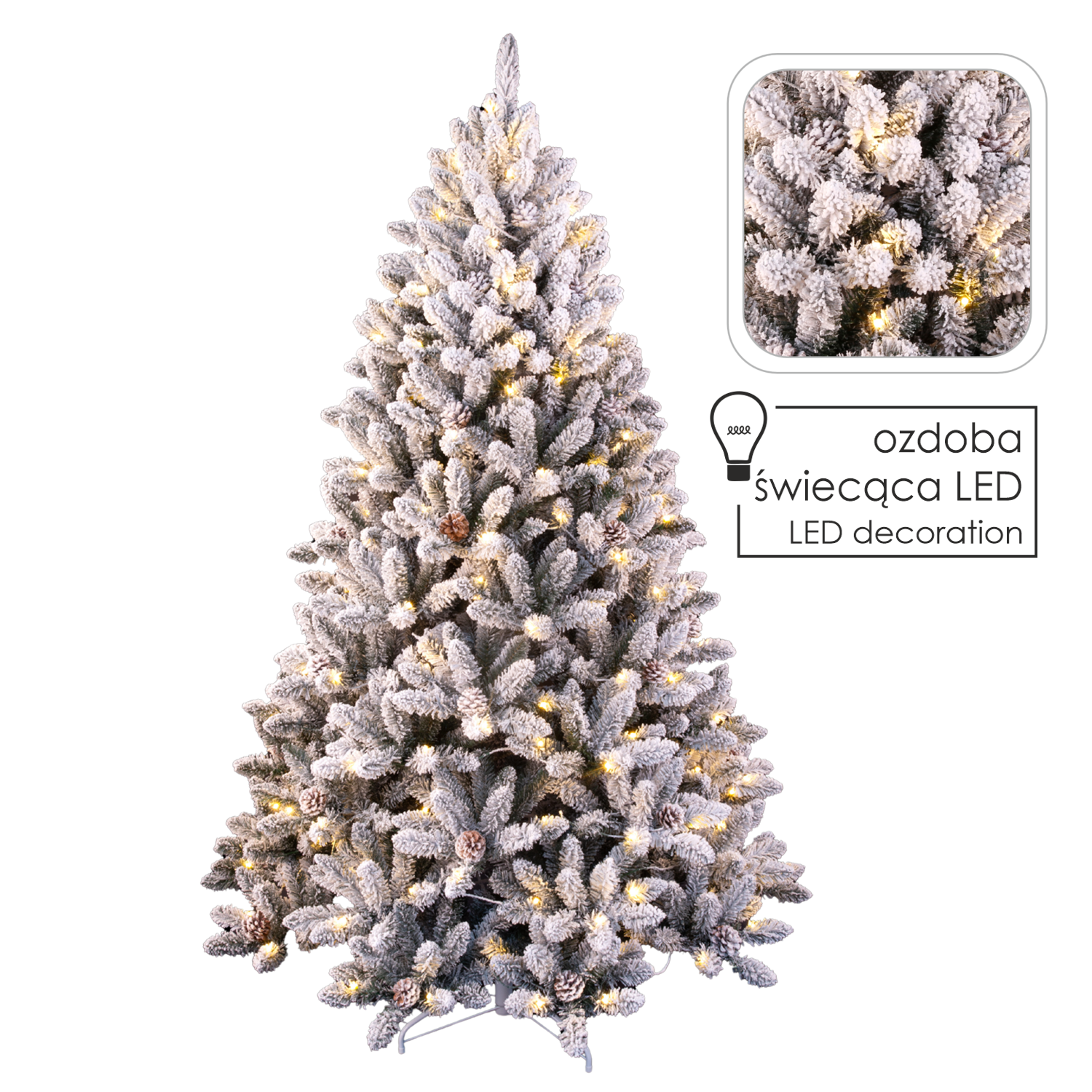 CHOINKA SZTUCZNA 210 CM - OŚNIEŻONA LED *8810 - obrazek 3