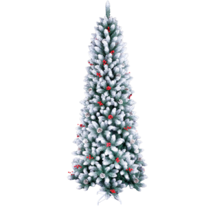CHOINKA SZTUCZNA 210 CM - OŚNIEŻONA Z JARZĘBINĄ, SZYSZKAMI LED *8827