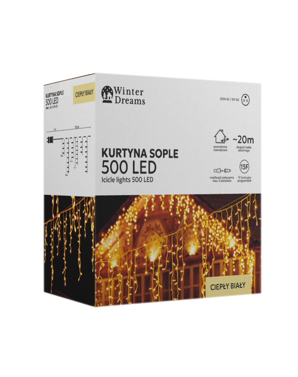 KURTYNA SOPLE 500L CIEPŁY BIAŁY DŁ. 3 + 20 M *9867 - obrazek 5
