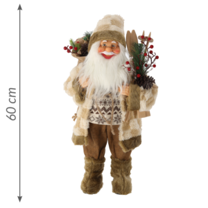 MIKOŁAJ BEŻOWY STOJĄCY Z NARTAMI 60 CM *8691