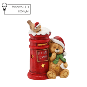 FIGURKA BOŻONAR. - MIŚ ZE SKRZYNKĄ NA LISTY 27 X 18 X 37,5 CM LED *1018