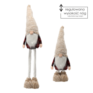 ŚWIĄTECZNY SKRZAT Z REGULOWANYMI NOGAMI 85 - 128 CM BEŻOWO - CZERWONY *9629