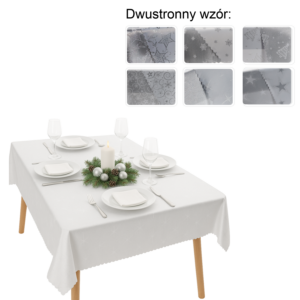 OBRUS DWUSTRONNY  SREBRNY MIX 130X180 CM BOŻE NARODZENIE OPAK. 1SZT *4563