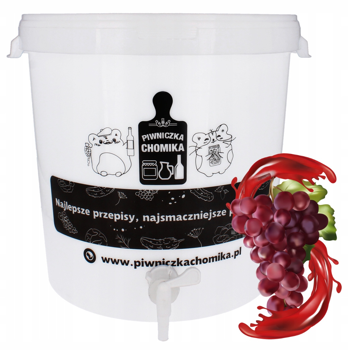 POJEMNIK FERMENTACYJNY 30L Z POKRYWĄ, KRANIKIEM, RURKĄ I USZCZELKĄ - obrazek 7